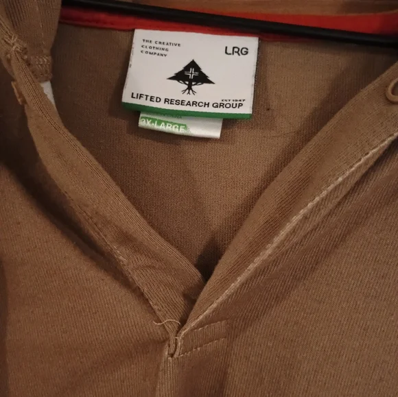 LRG Lifted Research Group 3XL Two Hooded Long Sleeve Shirts Ombre Brown Blue - Picture 3 of 11